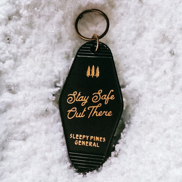 Stay Safe Out There Vintage Motel Keychain