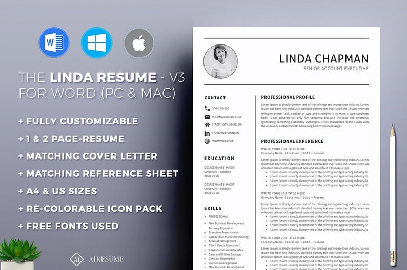 Best Professional Resume Template for Word & Apple Pages 1, 2, 3, 4, 5