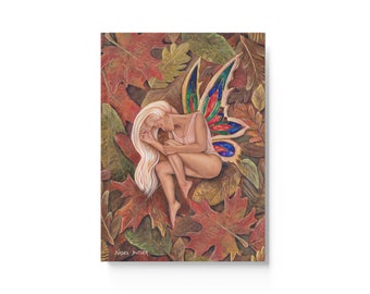 Autumn Fairy - Ethereal, Whimsical, Hard Backed Journal, Fantasy Art, Fairycore, Fae, Notebook, Writing, Autumn Leaves, Fairytale, Painting
