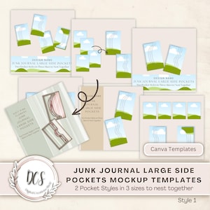 Junk Journal Large Side Pockets Style 1 Mockup Templates, Pockets Template, Canva Template, Product Display Mockup for Large Side Pockets