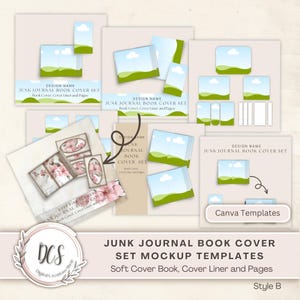 Junk Journal Book Cover Set Style B Mockup Templates, Mockup Templates, Canva Template, Product Display Mockups for Journal Books Covers