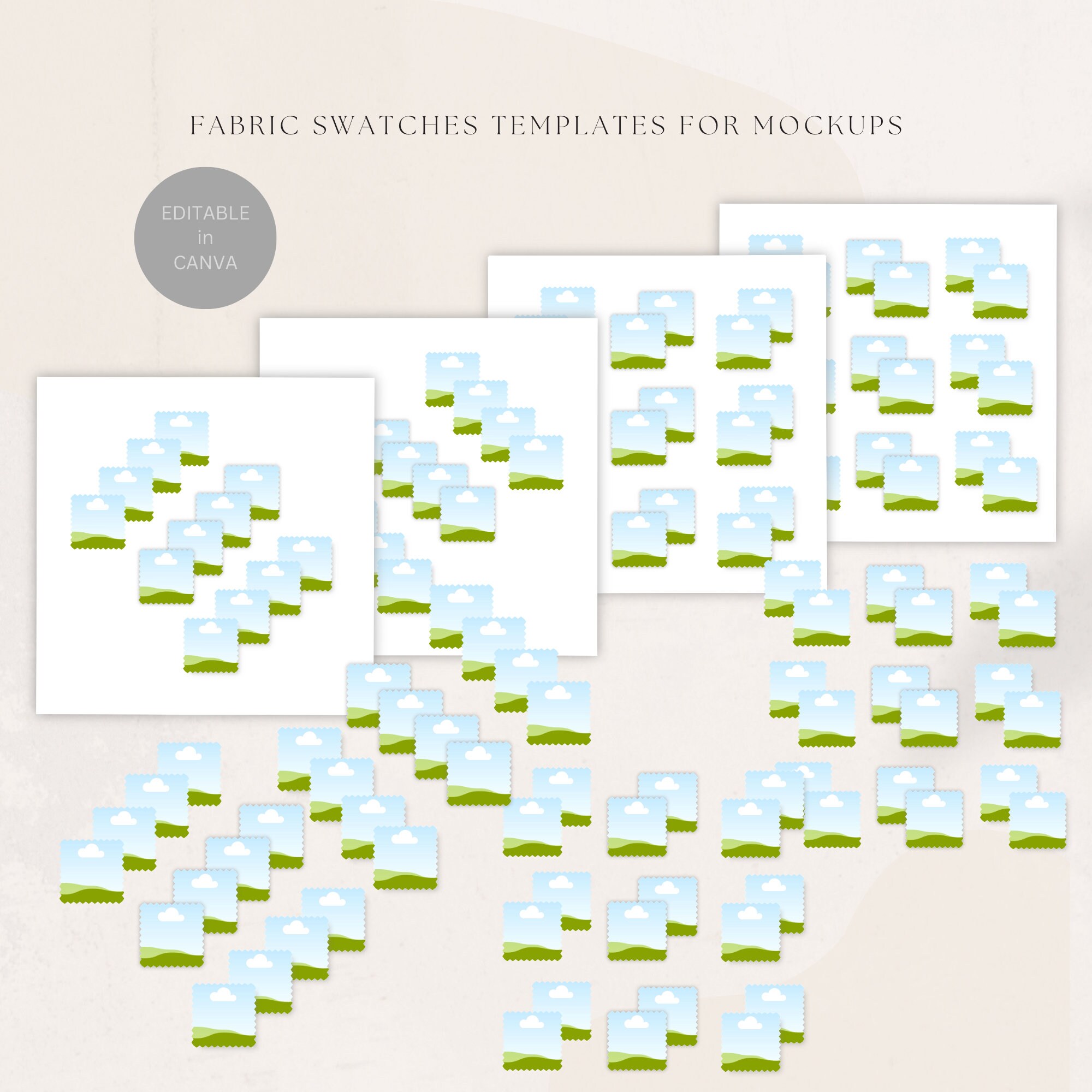 Fabric Swatches Templates for Mockups With Shadow Effects, Drag and