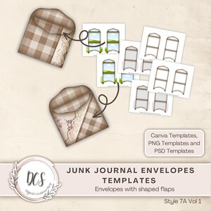 Junk Journal Envelopes Style 7A Volume 1 Templates, Vintage Look Overlays, Envelope Templates, Distressed Edge Look, Junk Journal Inserts