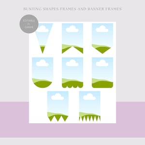 Bunting Shapes Frames and Banner Frames Template, INSTANT DOWNLOAD, Canva Frames Template, Editable in Canva, Commercial Use Allowed