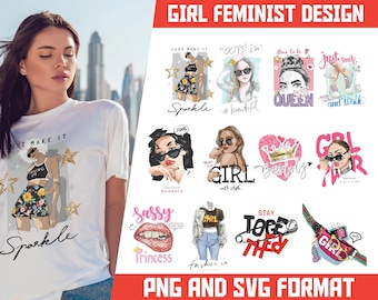 Bundel met 100 feministische ontwerpen | Sublimatie | DTG | DTF | Transferdruk | Digitale downloads