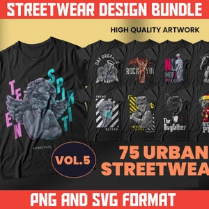 Bundel met Urban Streetwear-T-shirtontwerp | 75 PNG- en SVG-bestanden (digitale download)