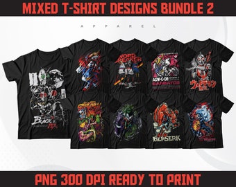 Anime Streetwear T-Shirt Designs Bundle | PNG, DTF, DTG (Digital Download)