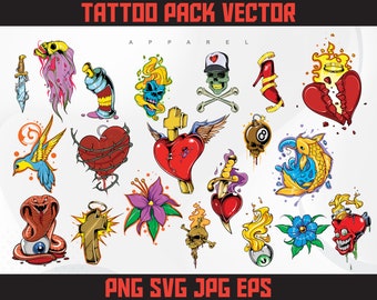 60 Tattoo Pack Vector Designs