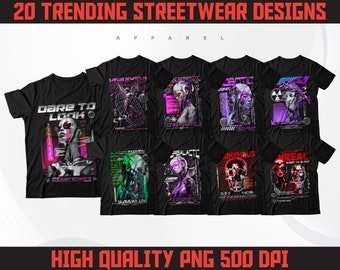 Streetwear T-Shirt Designs Bundle | Urban Graphics (Digital Download)