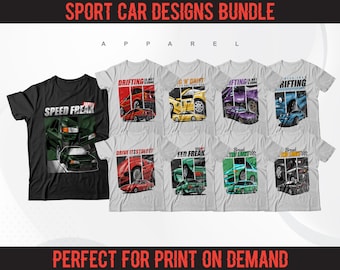 Sport Car Streetwear T-Shirt Designs | JDM Graphics Bundle (PNG, SVG)