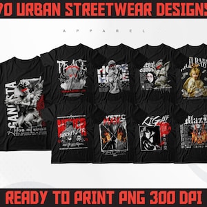 Japanese Streetwear Designs Bundle | Anime T-shirt Designs