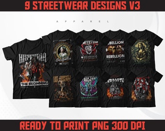 Streetwear T-Shirt Designs Bundle | Urban PNG Graphics (Digital Download)