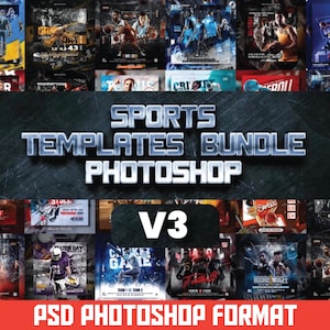 100 SPORTS TEMPLATES | 300dpi Photoshop Digital Download | Banner Senior | Sports Poster | Sports Photography Templates | Photoshop PSD