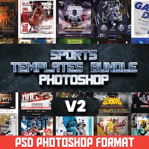 65 SPORTS TEMPLATES | 300dpi Photoshop Digital Download | Banner Senior | Sports Poster | Sports Photography Templates | Photoshop PSD