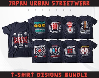 Diseños de camisetas de estilo streetwear japonés / Paquete de vectores SVG urbanos (descarga digital)