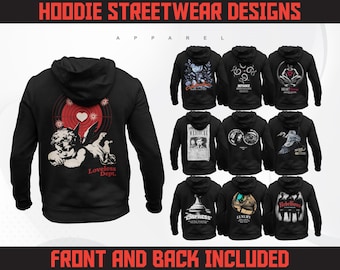 Streetwear-ontwerpen met capuchon | 37 png-afbeeldingen voor DTF DTG (digitale download)