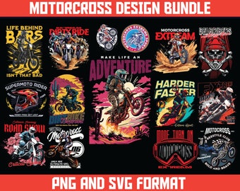50 Motorcross T-Shirt Designs Bundle | Sport Bike | Streetwear Design | Dirty Bike Design | Urban T-Shirt Design | Graphics Tees | DTF | DTG