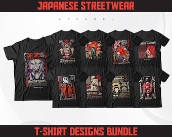 Paquete de diseños de camisetas de anime / Moda urbana japonesa (Descarga digital)
