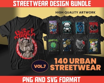 140 Urban Streetwear T-Shirt Designs | DTF DTG Prints (png, svg)