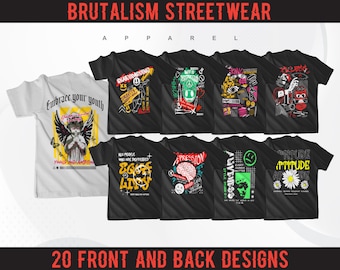 Brutalism Streetwear T-Shirt Design Bundle | Vector SVG PNG (Digital Download)