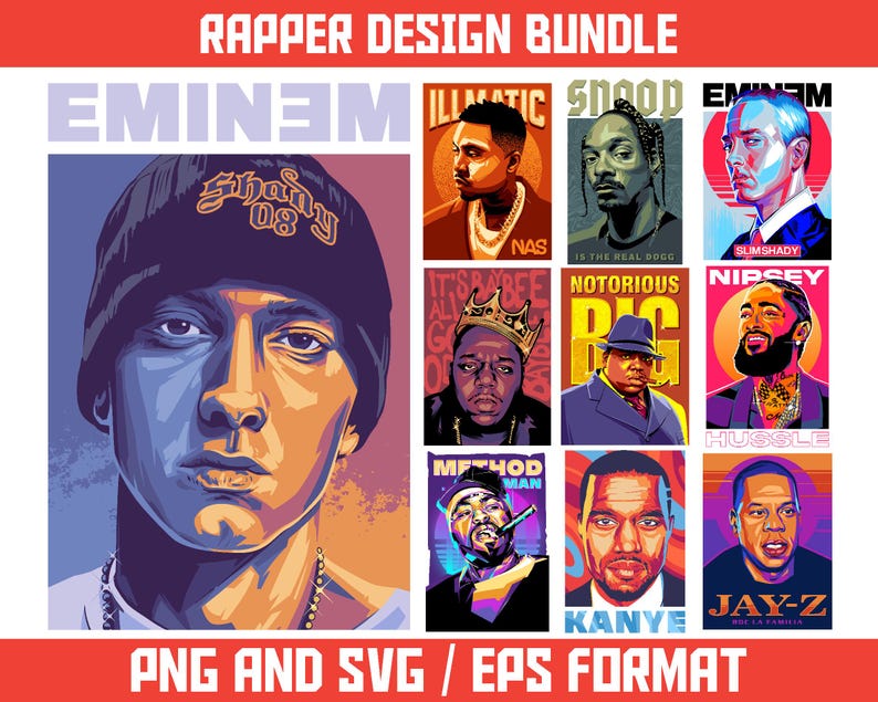 Rap Hip-hop T-shirt Designs | 20 PNG SVG EPS Files (digital Files) - Etsy