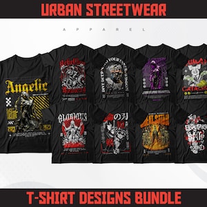 Urban Streetwear T-Shirt Designs | T-Shirt Designs Bundle | Streetwear Designs | Aesthetic Designs | Graphics Shirt | DTF | DTG