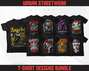Urban Streetwear T-Shirt Designs | T-Shirt Designs Bundle | Streetwear Designs | Aesthetic Designs | Graphics Shirt | DTF | DTG