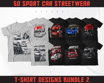 Sport Car T-Shirt Designs | JDM Streetwear Bundle (PNG, SVG)