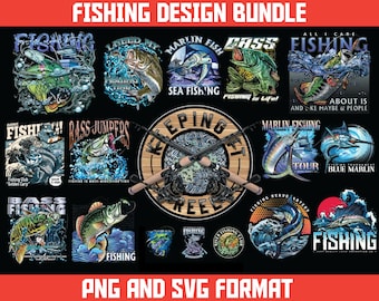 65 Fishing Shirt Designs | Shirt Design Bundle | Streetwear Design | Bass Fish Design | Fishing Lure Design | Graphic Tee Design | DTF | DTG