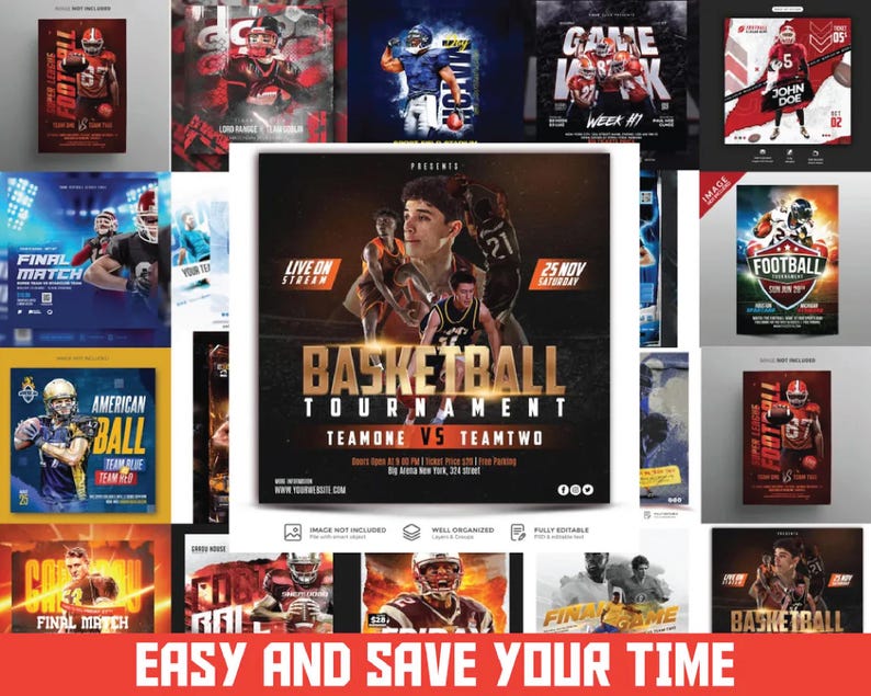 Sports Poster Templates | Photoshop PSD Bundle (digital Download) - Etsy