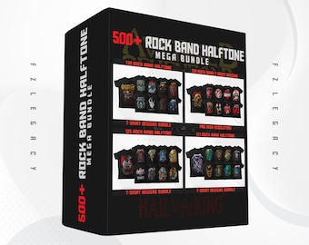 500+ Rock Band Halftone Designs MEGA Bundle