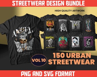 150 Urban Streetwear T-Shirt Designs | Pop Culture PNG SVG (Digital Download)