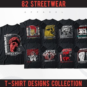 Streetwear T-Shirt Designs Bundle Aesthetic Streetwear Designs Urban Streetwear Designs Vintage Designs Illustration Designs zdjęcie 1