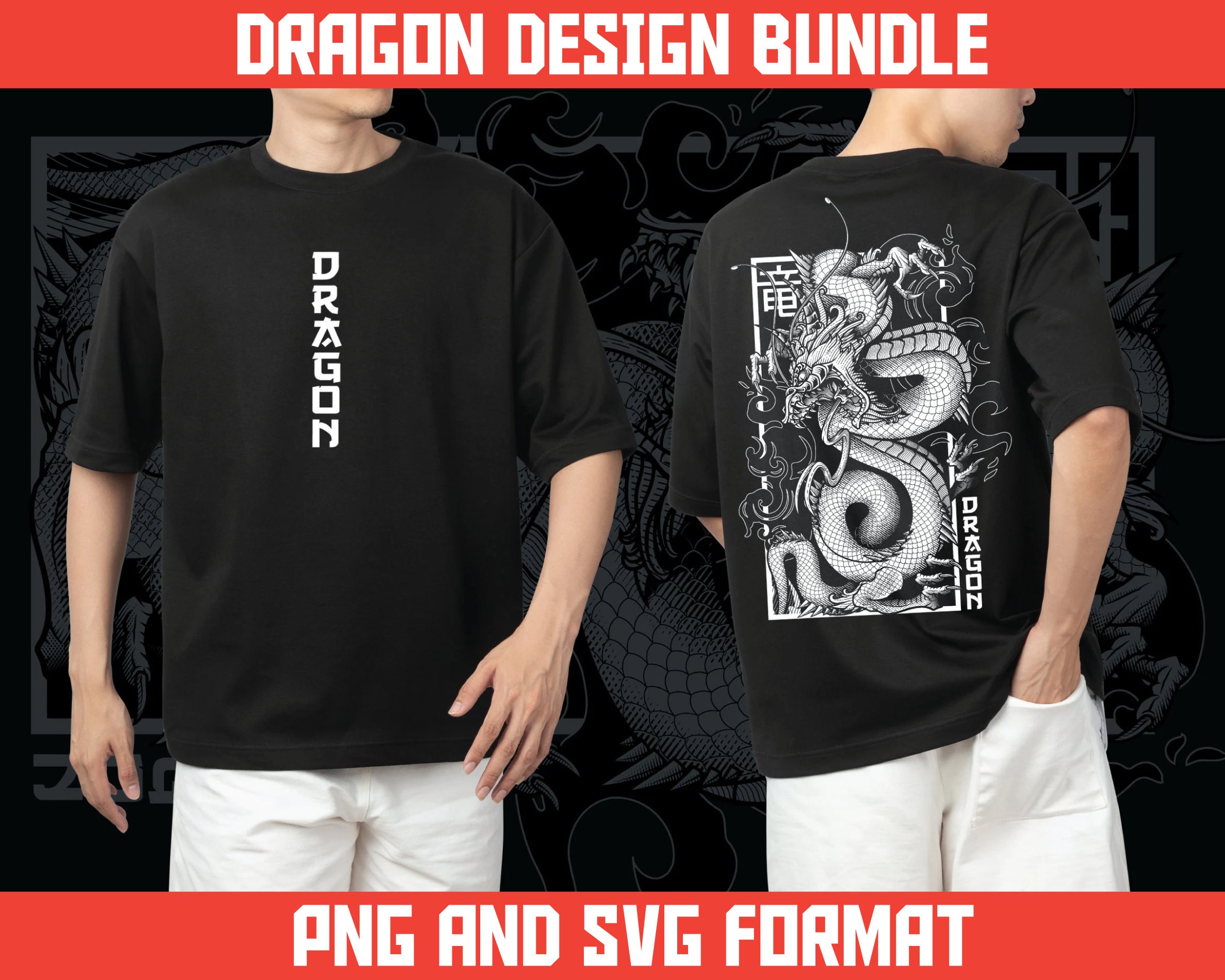 56 Dragon T-shirt Designs Bundle | Dragon Streetwear Design