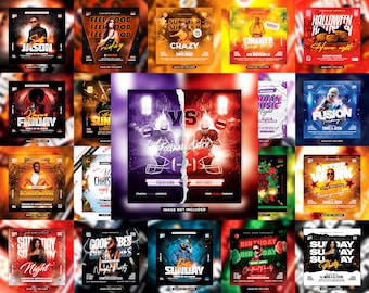 Flyer Template Designs Bundle | Photoshop, Party, Music (Square)