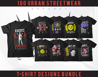 Urban Streetwear T-Shirt Designs | 100 SVG PNG Bundle (Digital Download)