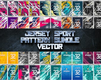 Sport Jersey Pattern Vector Bundle | Front and Back Design | Editable Uniform Designs (EPS)