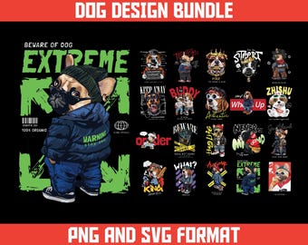 Bundel met hondenstretwearontwerpen | Gangstershirt voor huisdieren (PNG, SVG)
