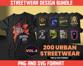 200 Urban Streetwear T-Shirt Designs | PNG SVG Bundle