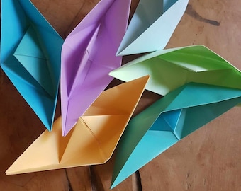 Paper Origami boats, Readymade origami, boat decoration, finished origami handmade boats, baby shower decor, wedding decor, surprise colours