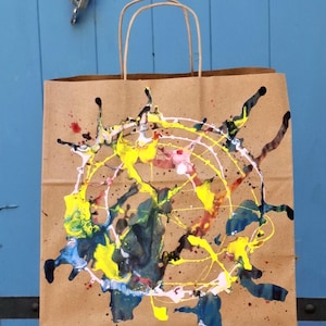 Bolsas de regalo pintadas, diseño artístico ecológico, bolsa de papel kraft para ocasiones especiales y regalos, embalaje para envolver regalos, bolsas de cumpleaños