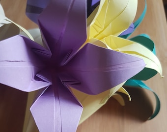 Origami lilies readymade paper flowers handmade origami Lilly flower for wedding decor birthday anniversary baby shower decor, Mixed colours