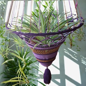 Large Hanging Plant Basket, Artisan Eclectic Home Decor, Homeware Hanging Planter, Crochet Pot Holder, Plant Lover Gift, Boho Wedding Decor