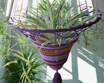 Large Hanging Plant Basket, Artisan Eclectic Home Decor, Homeware Hanging Planter, Crochet Pot Holder, Plant Lover Gift, Boho Wedding Decor