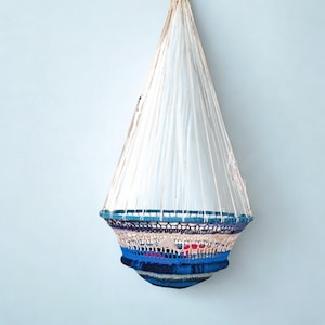 Crochet Hanging Planter Basket for Home Decor, Large Plant Hanging Basket Gift for Artist, Handmade Toy Storage, Boho Wedding Homeware Gift