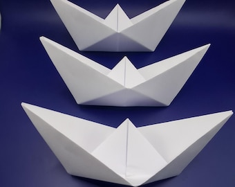 Weiße Papierboote, Hochzeit Tischdeko, Taufe Dekoration, Origami Papierboote, Papierboote für Veranstaltungen, Hochzeit Gefälligkeiten, Party Dekoration Schütte