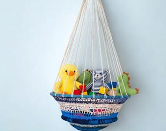 Crochet Hanging Basket for Kid's Bedroom Organisation, Boho Home Decor Holiday Home Gift, Handmade Toy Storage, Hanging Planter