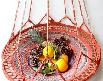 Crochet Plant Hanging Basket Storage, Handmade Plant Lover Gift, Boho Hotel Lobby Decor, Statement Art Heirloom