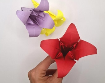 Handmade 3D Origami Lily Paper Flowers Bulk: Mixed Color Wedding Party Decor