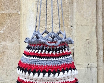 Hanging Basket Crochet for Plants and Storage, Eclectic Handmade Homeware, Plant Hanger Boho Garden Decor Rustic Country Hanging Planter